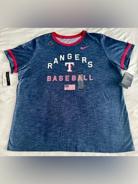 NWT Nike Texas Rangers Dri-Fit T-Shirt Mens Size 2XL Navy Blue Red